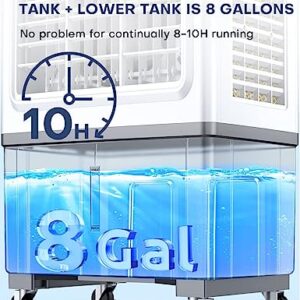 BALKO Evaporative Air Cooler, 2100CFM Windowless Air Conditioner w/7H Timer & Remote, 2 Modes, 8 Gal Water Tank Cooling up to 700 Sq.ft, Swamp Cooler Air Conditioner Portable for Room Garage Outdoor