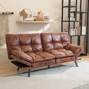 opoiar, memory foam loveseat, modern sleeper couch futon sofa bed, 71"x33"x31.5", brown