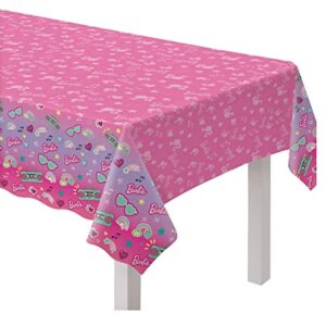 amscan Barbie Pink Party Supplies Decoration Bundle Includes 2 Plastic Table Covers and 1 Dinosaur Sticker Sheet
