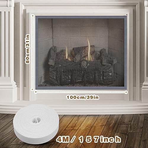 Fireplace Screen Mesh Cover, Fireplace Cover Baby Proof Barrier Guard Pet Proof with Magic Tape, Fireplace Doors Mesh Gate Fire Place Cover for The Living Room Decorative Indoor, 39" x 32" Inches