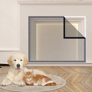 fireplace screen mesh cover, fireplace cover baby proof barrier guard pet proof with magic tape, fireplace doors mesh gate fire place cover for the living room decorative indoor, 39" x 32" inches
