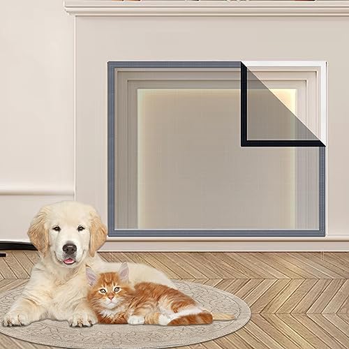 Fireplace Screen Mesh Cover, Fireplace Cover Baby Proof Barrier Guard Pet Proof with Magic Tape, Fireplace Doors Mesh Gate Fire Place Cover for The Living Room Decorative Indoor, 39" x 32" Inches