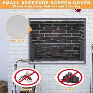 Fireplace Screen Mesh Cover, Fireplace Cover Baby Proof Barrier Guard Pet Proof with Magic Tape, Fireplace Doors Mesh Gate Fire Place Cover for The Living Room Decorative Indoor, 39" x 32" Inches