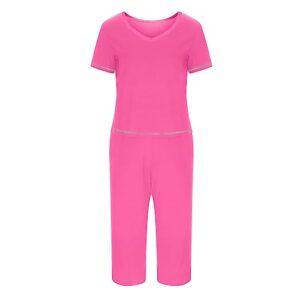 Today Deals Prime, Gamivas 2 Piece Sets for Women Plus Size Casual Floral Short Sleeve Tops Loose Pant, Pink Pajama Sets, Lightning Deals Of Today Prime Clearance