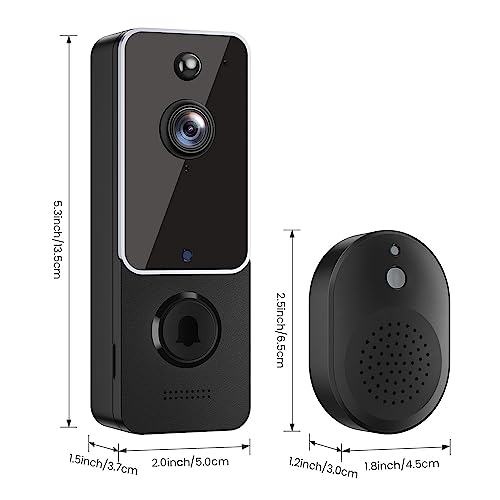 FISHBOT Doorbell Camera Wireless with Ring Chime, AI Human Detection, 1080p HD Video, Cloud Storage, Night Vision, Battery Powered, Real-Time Alert, Indoor/Outdoor Surveillance