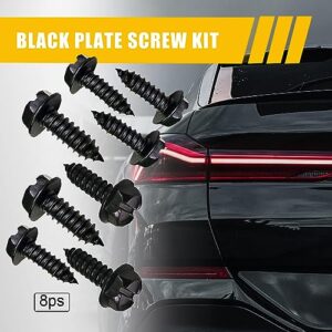 GKmow 8 PCS US Standard License Plate Frame Accessories Screw, 304 Stainless Steel Screw Buckle Matching, Suitable for Most Cars, Trucks, SUVs, Vans, RVs and Motorcycles (Black)