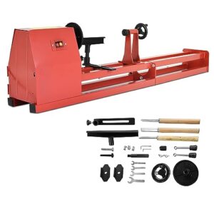 yitahome wood lathe 750w 14" x 40", power wood turning lathe adjustable 4 speed 1100/1600/2300/3400rpm, update mini lathe with 3 chisels + 4 wrenches + 1 manual, useful bench lathe machine tools