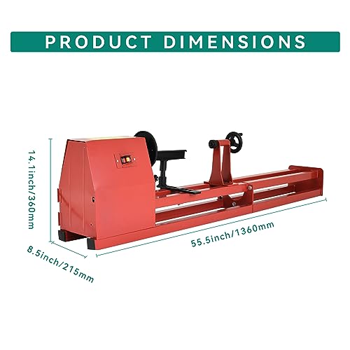 YITAHOME Wood Lathe 750W 14" x 40", Power Wood Turning Lathe Adjustable 4 Speed 1100/1600/2300/3400RPM, Update Mini Lathe with 3 Chisels + 4 Wrenches + 1 Manual, Useful Bench Lathe Machine Tools