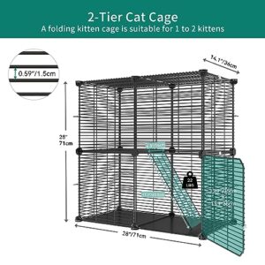 YITAHOME Indoor Cat Cage 2 Tier Kitten Cage House Cat Enclosure Outdoor Small Animal DIY Pet Playpen Detachable Metal Kennel for Ferret Kitty, Bunny, Chinchilla, Squirrel, rv Travel, Camping