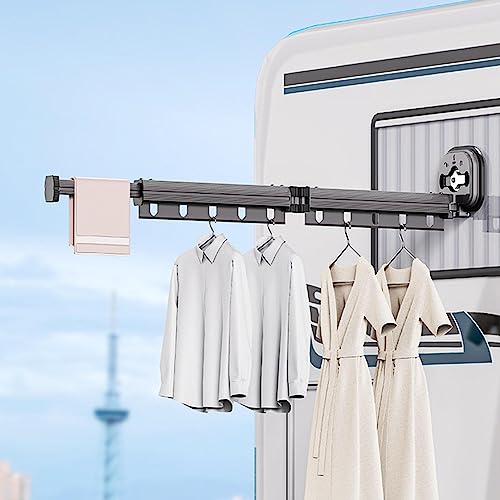 Xianers Space Saver Clothing Hanger, Wall Mounted Clothes Hanger, Suction Clothing Drying Hanger Organizer, Aluminum Clothes Rack for Bathroom, Bedroom