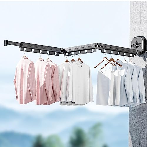 Xianers Space Saver Clothing Hanger, Wall Mounted Clothes Hanger, Suction Clothing Drying Hanger Organizer, Aluminum Clothes Rack for Bathroom, Bedroom