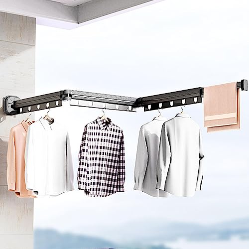 Xianers Space Saver Clothing Hanger, Wall Mounted Clothes Hanger, Suction Clothing Drying Hanger Organizer, Aluminum Clothes Rack for Bathroom, Bedroom