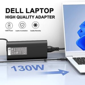 130W Dell USB C Laptop Charger Type C for Dell 2023 XPS 17 15 9720 9710 9520 9500 9510 9700 DA130PM170 HA130PM170 Latitude 9430 7310 7430 7000 5520 XPS 13 9310 Power Cord