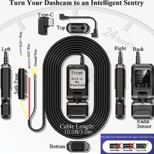 Dash Cam Hardwire Kit, Car Dash Camera USB C Charger Hard Wire Kit with Motion Detection for Dashcam DC12-24V to 5V/2.5A Low Voltage Protection 24h Parking Mode Fuse Tap for Dashcam(Motion DETECT)