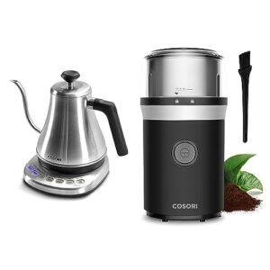 cosori electric gooseneck kettle with 5 variable presets & coffee espresso grinder electric, food grade stainless steel blades