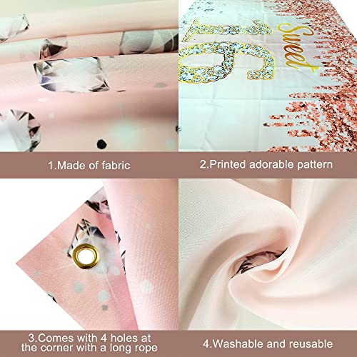 KatchOn, Rose Gold Sweet 16 Backdrop with Iridescent Rose Gold Fringe Curtain - 72 x 44 Inch, Pack of 3 | Rose Gold Streamers, Sweet 16 Birthday Backdrop for 16 Birthday Decor | Rose Gold Party Decor