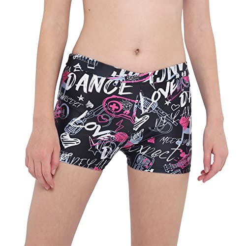 Hedmy Little Girls' Stretchy Dance Tumbling Athletic Gymnastics Shorts Booty Shorts Child Knickers Hot Pants Black Rose 2-3 Years