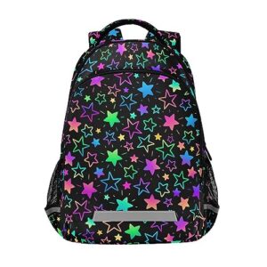 jhkku backpack colorful bright stars school bags teen personalized bookbag, casual shoulders bag lightweight travel laptop backpacks for boys girls