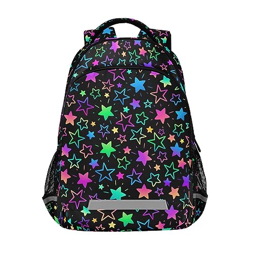 JHKKU Backpack Colorful Bright Stars School Bags Teen Personalized Bookbag, Casual Shoulders Bag Lightweight Travel Laptop Backpacks for Boys Girls