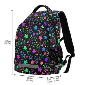 JHKKU Backpack Colorful Bright Stars School Bags Teen Personalized Bookbag, Casual Shoulders Bag Lightweight Travel Laptop Backpacks for Boys Girls