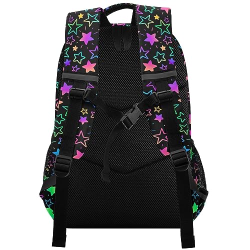 JHKKU Backpack Colorful Bright Stars School Bags Teen Personalized Bookbag, Casual Shoulders Bag Lightweight Travel Laptop Backpacks for Boys Girls