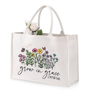leado canvas tote bag, large tote bag, reusable shopping tote bag - christian gifts for women, faith gifts, religious, inspiration gifts for women, birthday gifts for her, female friends, mom