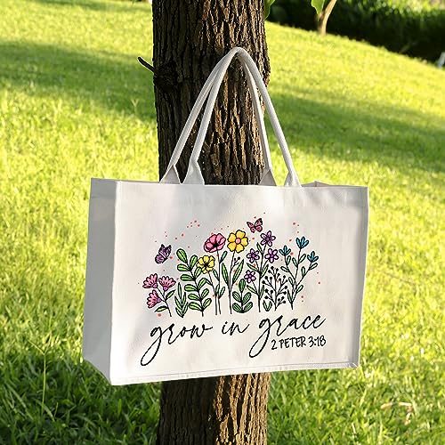 LEADO Canvas Tote Bag, Large Tote Bag, Reusable Shopping Tote Bag - Christian Gifts for Women, Faith Gifts, Religious, Inspiration Gifts for Women, Birthday Gifts for Her, Female Friends, Mom