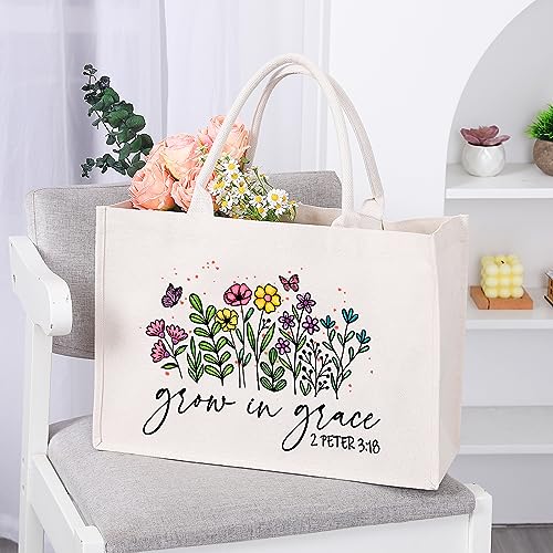 LEADO Canvas Tote Bag, Large Tote Bag, Reusable Shopping Tote Bag - Christian Gifts for Women, Faith Gifts, Religious, Inspiration Gifts for Women, Birthday Gifts for Her, Female Friends, Mom