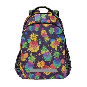 jhkku backpack colorful pineapples school bags teen personalized bookbag, casual shoulders bag lightweight travel laptop backpacks for boys girls