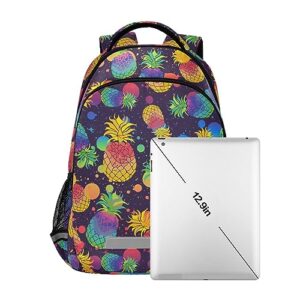 JHKKU Backpack Colorful Pineapples School Bags Teen Personalized Bookbag, Casual Shoulders Bag Lightweight Travel Laptop Backpacks for Boys Girls