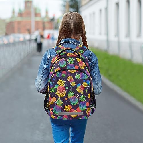 JHKKU Backpack Colorful Pineapples School Bags Teen Personalized Bookbag, Casual Shoulders Bag Lightweight Travel Laptop Backpacks for Boys Girls