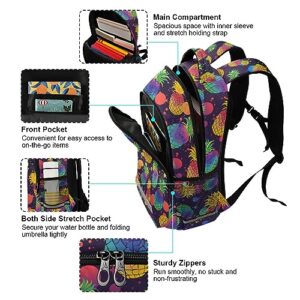 JHKKU Backpack Colorful Pineapples School Bags Teen Personalized Bookbag, Casual Shoulders Bag Lightweight Travel Laptop Backpacks for Boys Girls