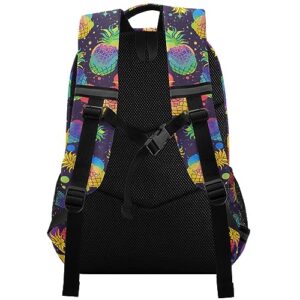 JHKKU Backpack Colorful Pineapples School Bags Teen Personalized Bookbag, Casual Shoulders Bag Lightweight Travel Laptop Backpacks for Boys Girls