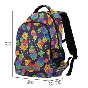 JHKKU Backpack Colorful Pineapples School Bags Teen Personalized Bookbag, Casual Shoulders Bag Lightweight Travel Laptop Backpacks for Boys Girls