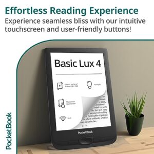 PocketBook Basic Lux 4 E-Book Reader | 6ʺ Glare-Free & Eye-Friendly E-Ink Technology | Compact & Lightweight E-Reader | Frontlight | Touchscreen | Wi-Fi | Dictionaries | Micro-SD Slot