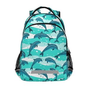 jhkku backpack dolphins stripes school bags teen personalized bookbag, casual shoulders bag lightweight travel laptop backpacks for boys girls