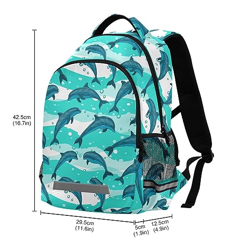 JHKKU Backpack Dolphins Stripes School Bags Teen Personalized Bookbag, Casual Shoulders Bag Lightweight Travel Laptop Backpacks for Boys Girls