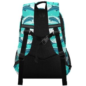 JHKKU Backpack Dolphins Stripes School Bags Teen Personalized Bookbag, Casual Shoulders Bag Lightweight Travel Laptop Backpacks for Boys Girls