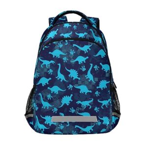 jhkku blue cartoon dinosaur backpack for girls boys school bags teen personalized bookbag, lightweight laptop bag travel backpacks