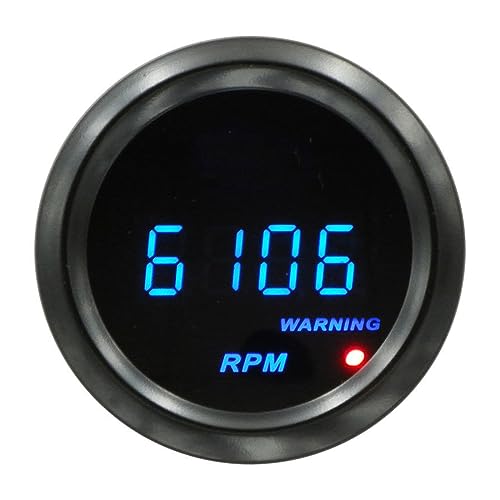 AUCELI Car Digital RPM Tachometer 0-9999, Universal Meter Kit, 2" 52mm & Blue LED Light Display