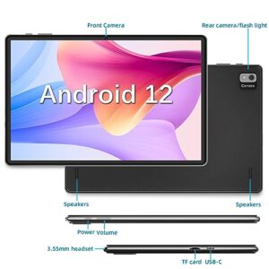 SGIN Tablet 10.1 Inch Android 12 Tablets, 8GB RAM 128GB ROM Tablets with MTK Octa-Core Processor, IPS FHD 1920 * 1200, 8MP + 5MP Camera, BT 5.0, 2.4G/5G WiFi, 6000mAh, Type-C, Supports TF Card 512GB