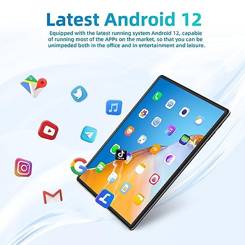 SGIN Tablet 10.1 Inch Android 12 Tablets, 8GB RAM 128GB ROM Tablets with MTK Octa-Core Processor, IPS FHD 1920 * 1200, 8MP + 5MP Camera, BT 5.0, 2.4G/5G WiFi, 6000mAh, Type-C, Supports TF Card 512GB