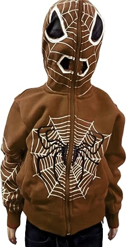 Thopavenoir Women Y2k Vintage Hoodie Zipper Grunge Fairy Sweatshirt Hoodies Aesthetic Harajuku Jacket Cardigan Streetwear (Brown, L)