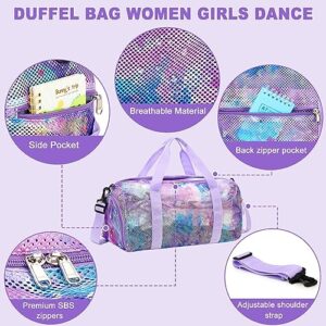 CAMTOP Mesh Travel Duffle Bag for Kid Girls Boys Small Overnight Weekender Sleepover Bags Carry On Dance Sport Bag with Shoe & Wet Compartment for Swim Beach Camp Travel