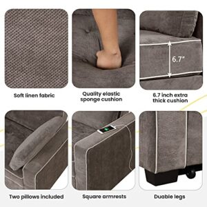 ERYE 3-in-1 Upholstered Futon Sofa Loveseat Convertible Sleeper Couch Bed,2-Seaters Sofa & Couch Soft Cushions Love Seat Daybed for Small Space Living Room Sets