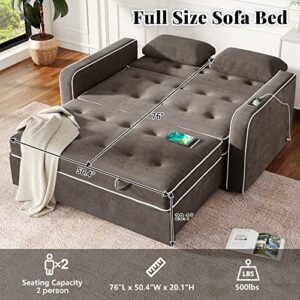 ERYE 3-in-1 Upholstered Futon Sofa Loveseat Convertible Sleeper Couch Bed,2-Seaters Sofa & Couch Soft Cushions Love Seat Daybed for Small Space Living Room Sets