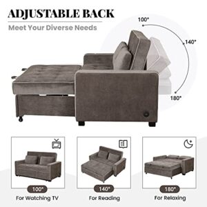 ERYE 3-in-1 Upholstered Futon Sofa Loveseat Convertible Sleeper Couch Bed,2-Seaters Sofa & Couch Soft Cushions Love Seat Daybed for Small Space Living Room Sets