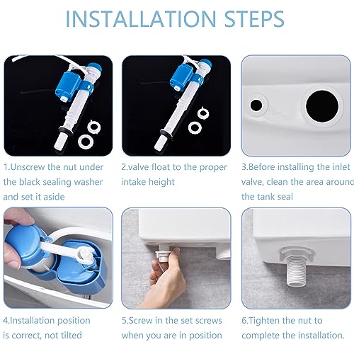 Kedoo Toilet Water Tank Accessories, Toilet Fill Valve Replacement Kit, Adjustable Water Valve Water Inlet Valve, Household Toilet Flush Toilet Dispenser (White)