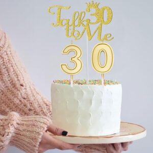 30th Birthday Decorations for Women Gold Include 30th Birthday Sash, Rhinestone Headband, 30 Birthday Candles, Talk 30 to Me Cake Toppers and 30 Balloons, Dirty 30 Birthday Decorations for Her