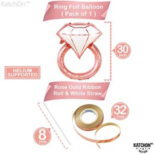 KatchOn, XtraLarge Iridescent Backdrop with Bride Balloons Rose Gold Set - 40 Inch, Pack of 4 | Diamond Ring Balloon, Bride Balloons Bachelorette Party Decorations | Iridescent Party Backdrop Decor